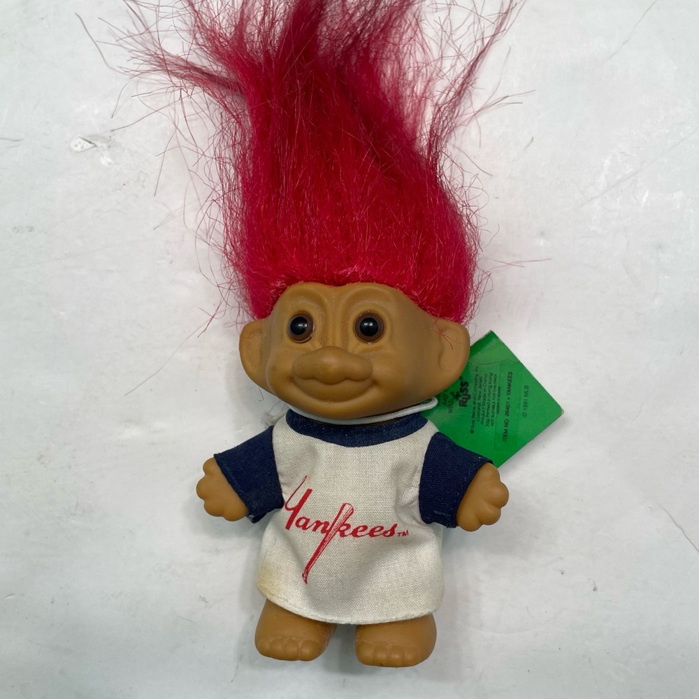 Vintage 1991 Russ Troll MLB New York Yankees Good Luck Troll Doll Lucky Mascot